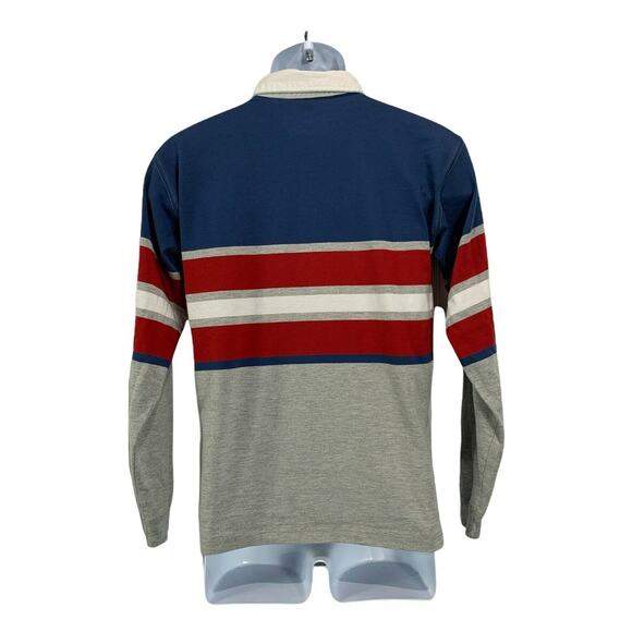 Basic Edition Boys Youth Polo Long Sleeve Shirt Size Large Striped Collared - Picture 2 of 9